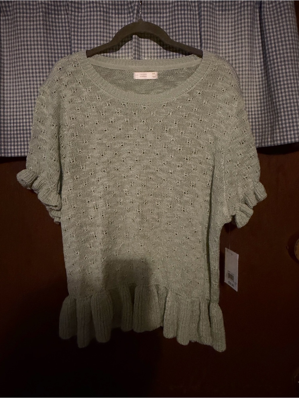 LC Lauren Conrad Mint Green Eyelet Knit Top